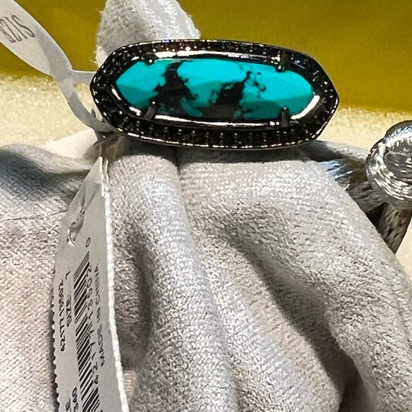 NWT Kendra Scott Arielle Ring Variegated Turquoise & Gunmetal SUPER RARE Perfect - Picture 8 of 14
